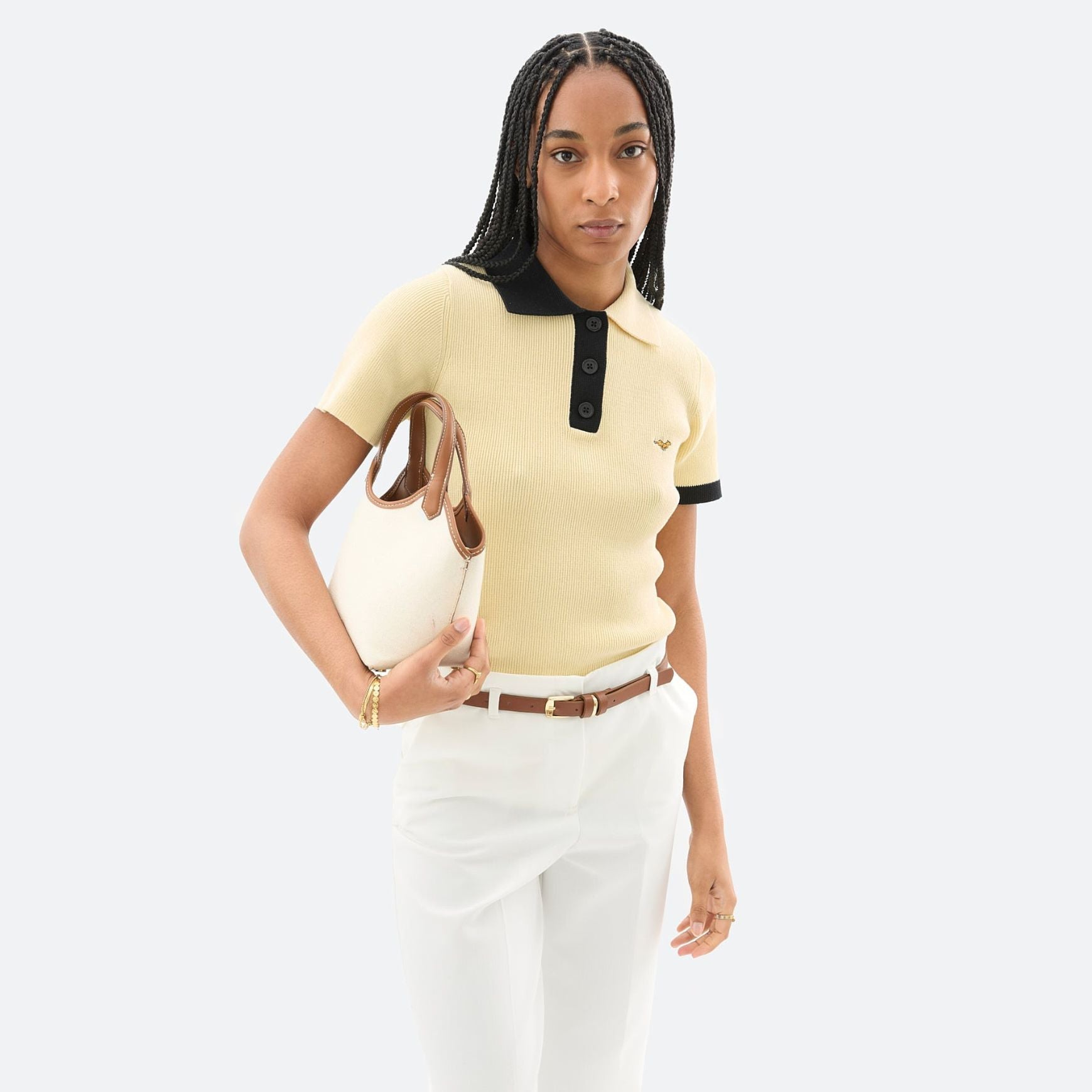 Polo cintré en coton brodé